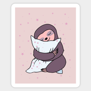 Sweet Sleepy Sloth and little pink stars Sticker